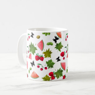 Sömlösa färska frukter bär akvarell tecknad C Kaffemugg