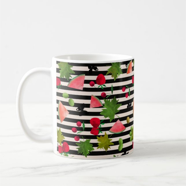 Sömlösa färska frukter bär akvarell tecknad C Kaffemugg (Vänster)