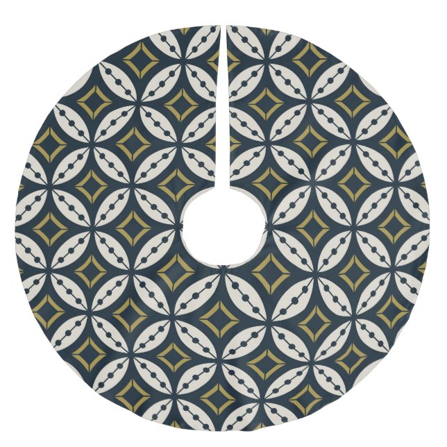 Sömlösa geometriska blommor: färglöst mönster. julgransmatta borstad polyester (Framsidan)