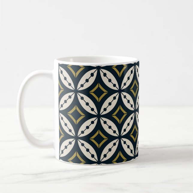 Sömlösa geometriska blommor: färglöst mönster. kaffemugg (Vänster)