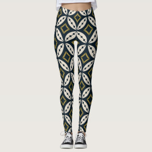 Sömlösa geometriska blommor: färglöst mönster. leggings