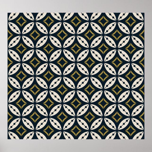Sömlösa geometriska blommor: färglöst mönster. poster (Framsidan)
