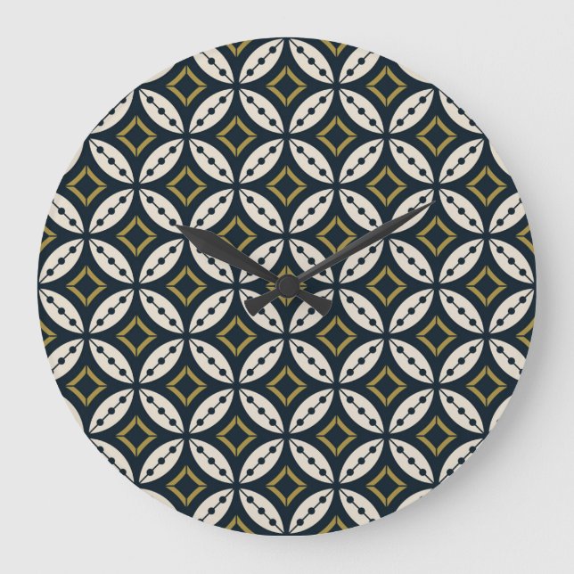 Sömlösa geometriska blommor: färglöst mönster. stor klocka (Framsida)