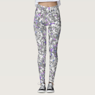 Sömlösa glitter-glittersekviner shimmers silver leggings