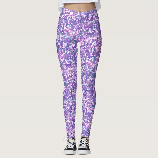 Sömlösa glitter-glittersekviner shimmers silver leggings (Framsida)