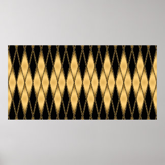 Sömlösa guld och svarta former mönster poster