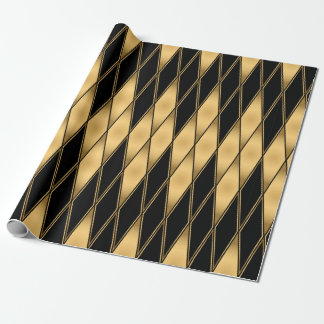 Sömlösa guld och svarta former mönster presentpapper
