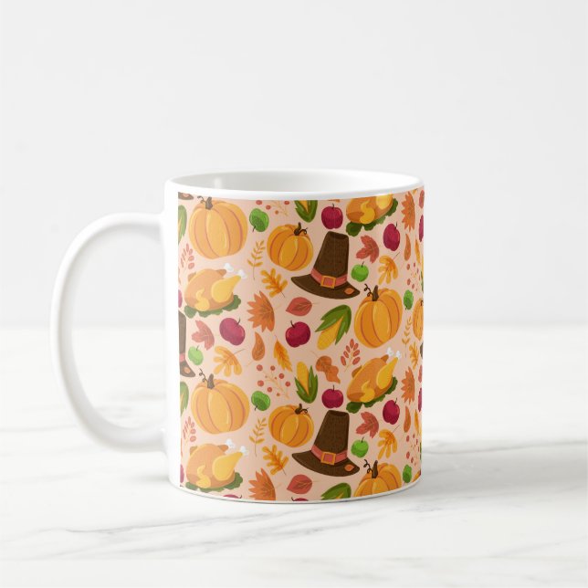 Sömlösa höns mönster, söt fall tecknad struktur kaffemugg (Vänster)