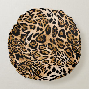 Sömlösa leoparder struktur, djurskinn rund kudde