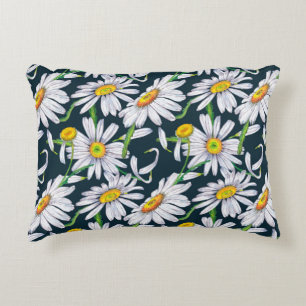 Sömlösa mönster av stora kamomill, blad och blad prydnadskudde