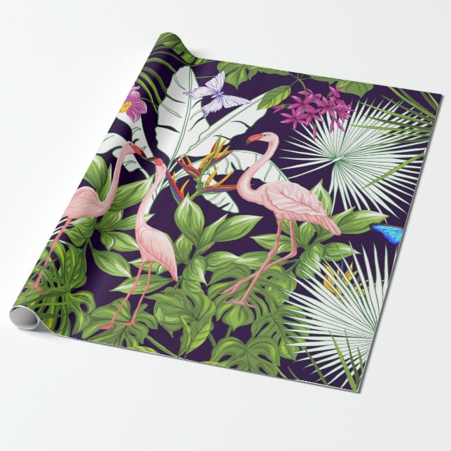 Sömlösa mönster, bakgrund med flamingo och tro presentpapper (Utrullad)
