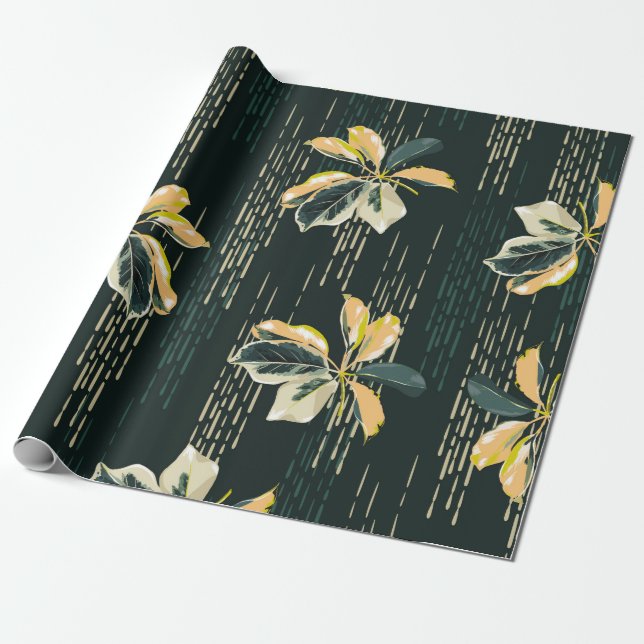 Sömlösa mönster botaniska VARIEGERADE VÄXTER, leav Presentpapper (Utrullad)