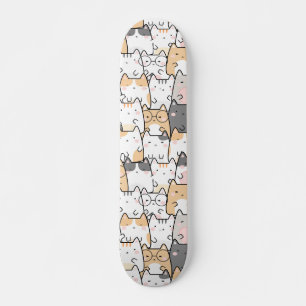 Sömlösa Mönster Cute Kawaii Cats Mini Skateboard Bräda 18,5 Cm