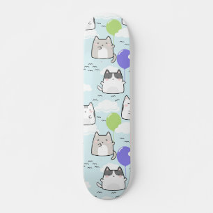 Sömlösa Mönster Cute Kawaii Cats molar ballonge Mini Skateboard Bräda 18,5 Cm