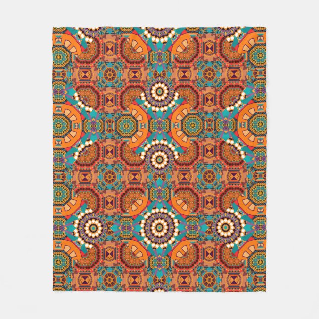Sömlösa mönster från mandalas, färgade med brunt l fleecefilt (Framsidan)