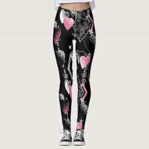 Sömlösa mönster-hjärtan i Valentines day kärlek Leggings