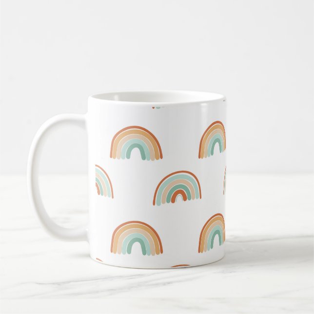 Sömlösa mönster i hand plockade abstrakt regnbåge  kaffemugg (Vänster)
