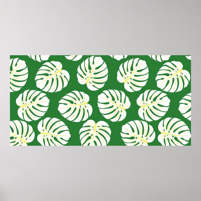 Sömlösa mönster i vita monstera löv på en dar poster (Framsidan)