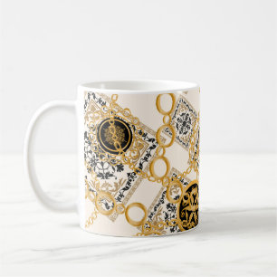 Sömlösa mönster med ädla stenstenar i guld kaffemugg