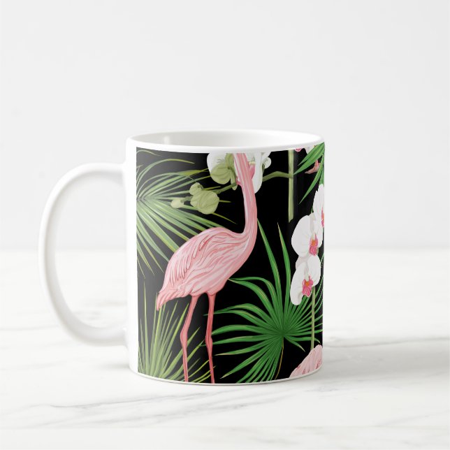 Sömlösa mönster, med bakgrund av tropiska växter. kaffemugg (Vänster)