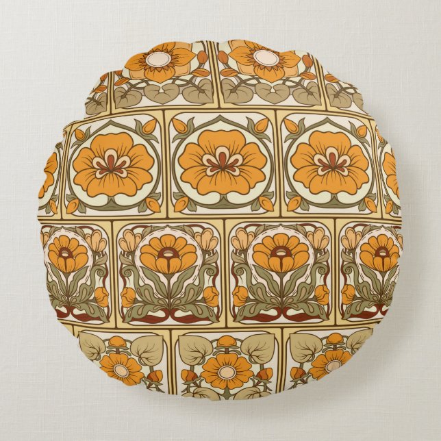 Sömlösa mönster, med dekorativ bakgrund rund kudde (Framsidan)