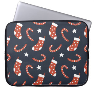 Sömlösa mönster med julsockor, polkagrisar laptop fodral