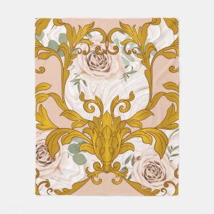 Sömlösa mönster med ro och baroque golden ele o fleecefilt