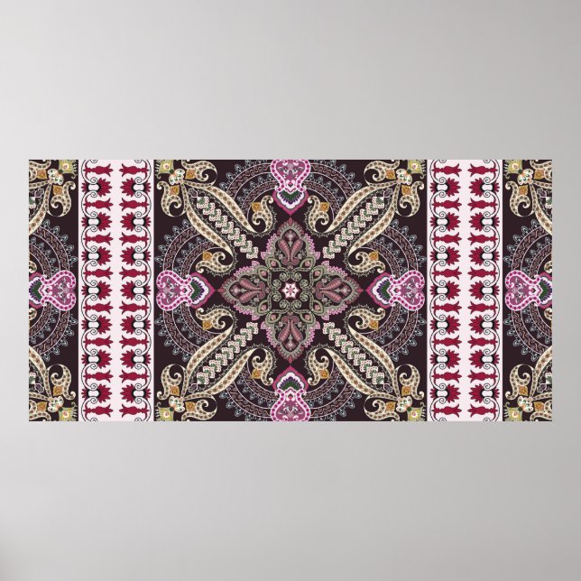 Sömlösa mönster-motiv av färgstark vintage poster (Framsidan)