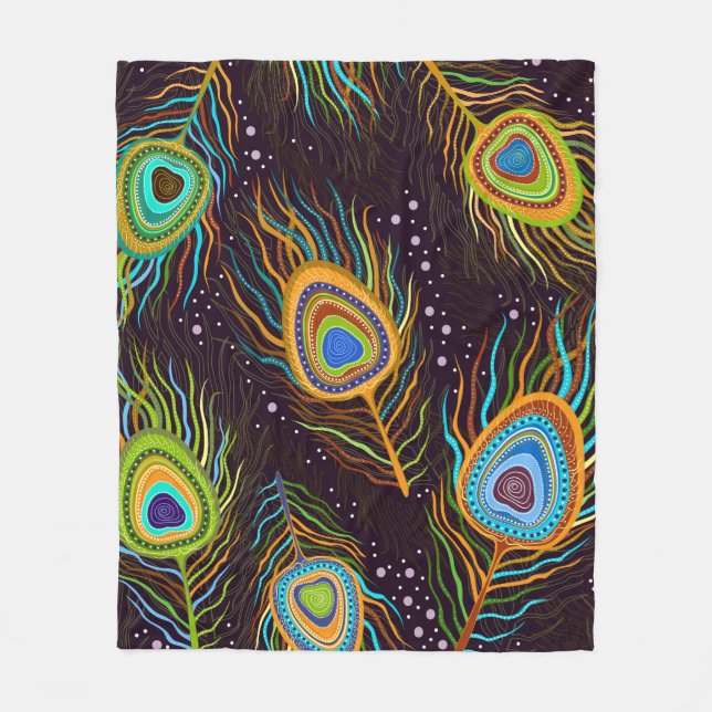 Sömlösa mönster (Peacock-fjädrar) Fleecefilt (Framsidan)