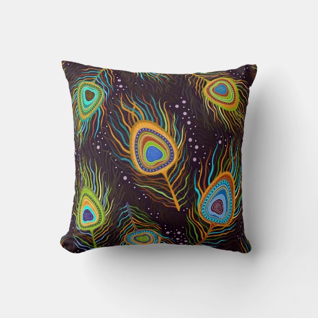 Sömlösa mönster (Peacock-fjädrar) Kudde (Framsida)