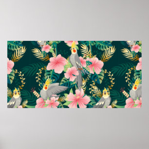 Sömlösa mönster, söta papegoja-papegoja-papegojor  poster