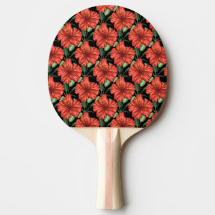 Sömlösa mönster Tropiska röda blommor grönt löv Pingisracket