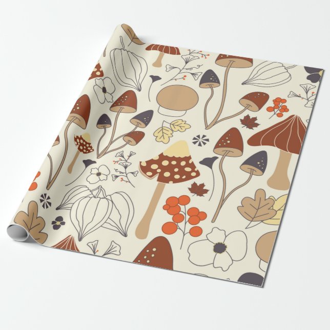 Sömlösa mönster utan automatisk svamp, blommor. presentpapper (Utrullad)