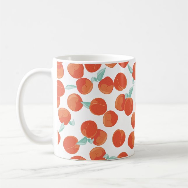 Sömlösa persikofrukter, sommaren mönster. kaffemugg (Vänster)
