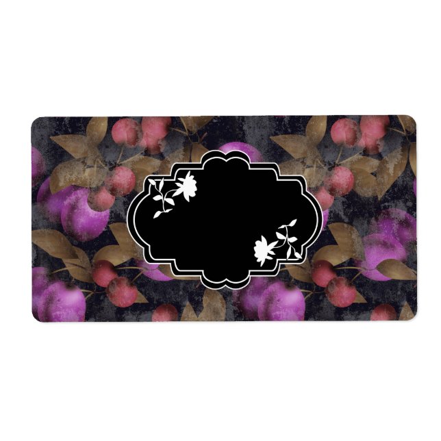 Sömlösa plommonfrukter av mörk lila cherry pa fraktsedel (Framsidan)