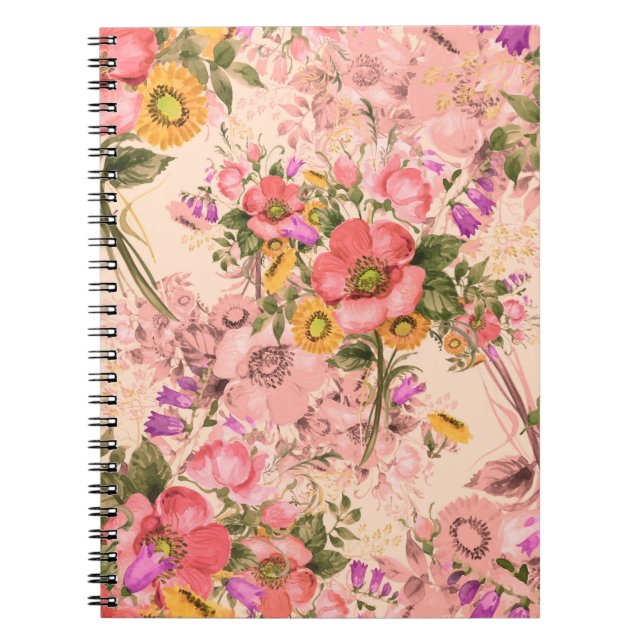 Sömlösa rococo mönster bouquets. Fin buk Anteckningsbok (Framsidan)