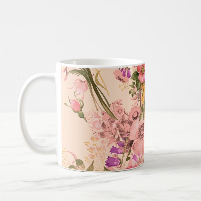 Sömlösa rococo mönster bouquets. Fin buk Kaffemugg (Vänster)