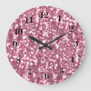 Sömlösa rosa silver glitter glitter con stor klocka