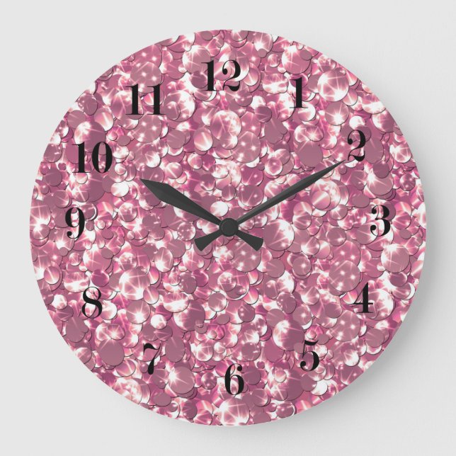 Sömlösa rosa silver glitter glitter con stor klocka (Framsida)