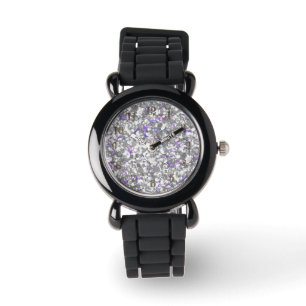Sömlösa silver glitteregel glitter konetti armbandsur