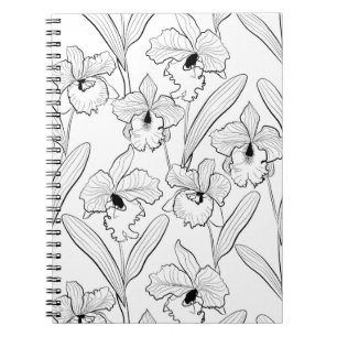 Sömlösa sketchida cattleya-blommor tropiska anteckningsbok