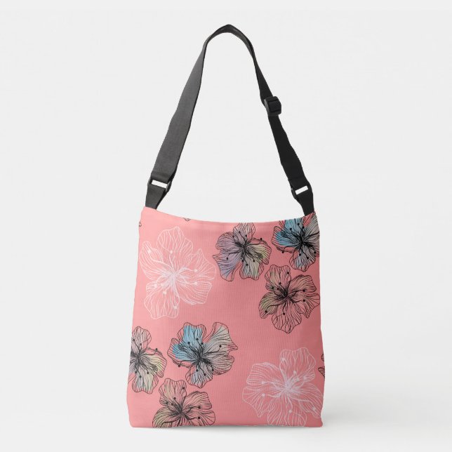 Sömlösa sketterade blommor abstrakt modern pa axelväska (Framsida)