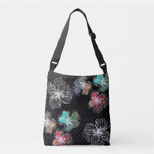 Sömlösa sketterade blommor abstrakt modern pa axelväska (Framsida)