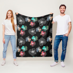 Sömlösa sketterade blommor abstrakt modern pa fleecefilt