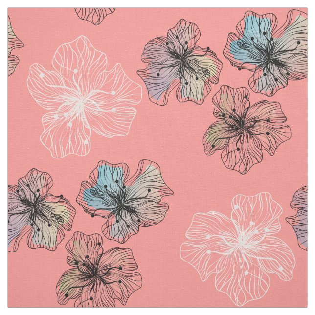 Sömlösa sketterade blommor abstrakt modern pa tyg (Provkarta)
