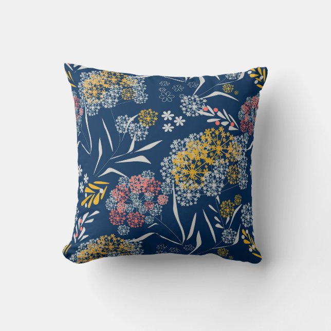 Sömlösa små blommor blommönster marin vi kudde (Framsida)