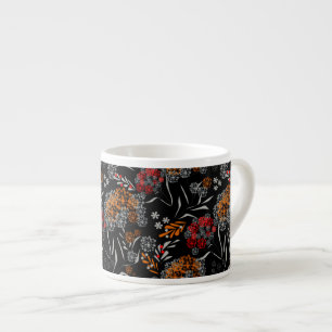 Sömlösa söta små blommor blomster mönster svart v espressomugg