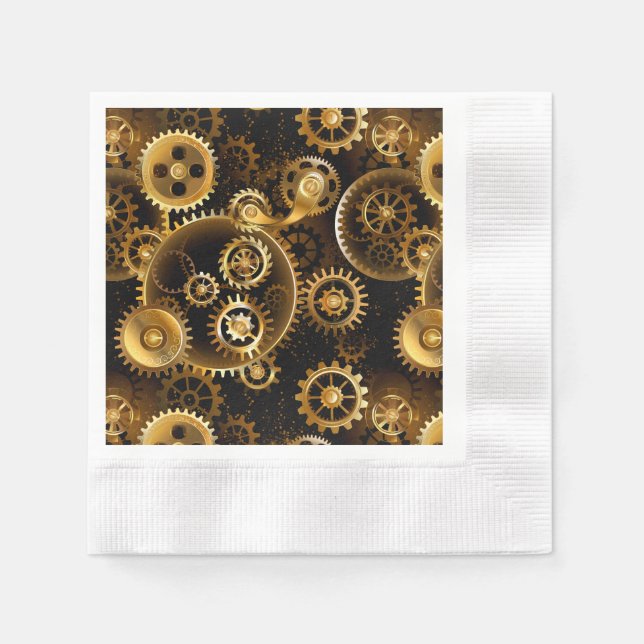 Sömlösa Steampunk Mässingsväxlar Pappersservett (Framsidan)