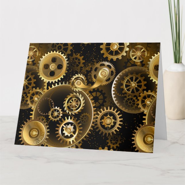 Sömlösa Steampunk Mässingsväxlar Tack Kort (Framsida)