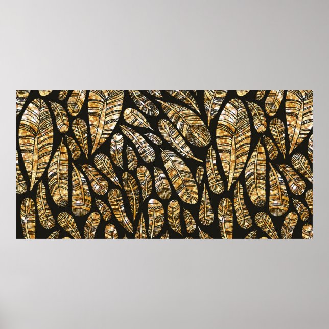 Sömlösa struktur mönster av guldludd poster (Framsidan)